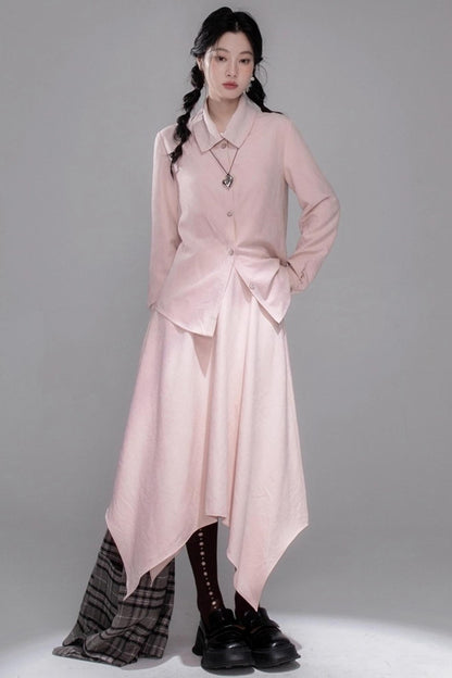 Berry Purple Chimney Collar Shirt Set-Up