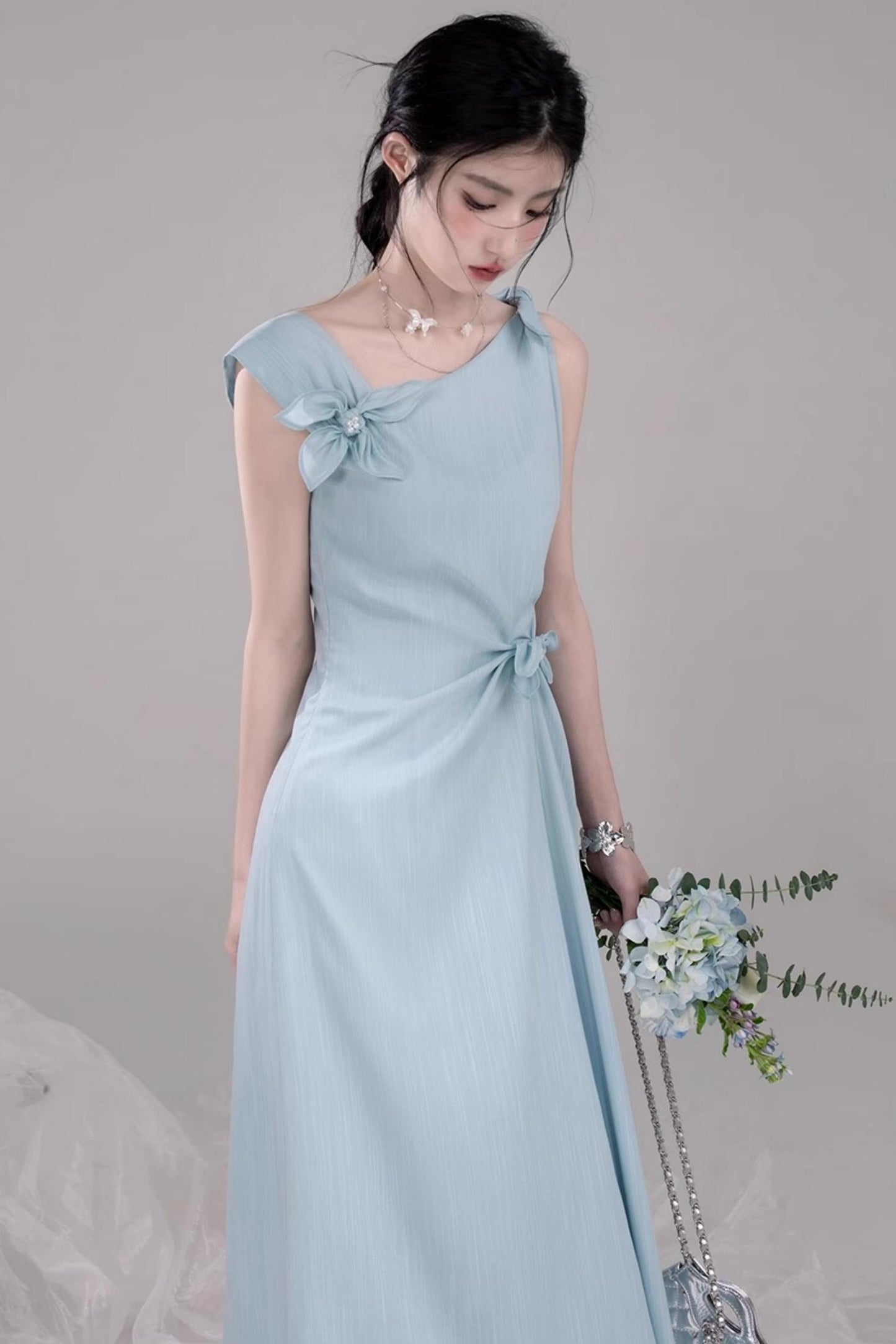 Twisted Cyan Blue Dress