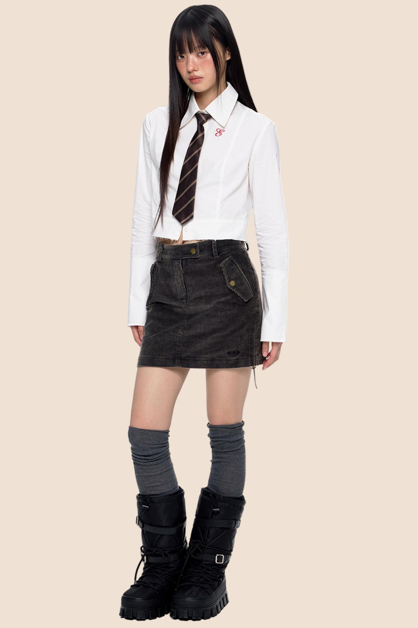 Retro Corduroy A-Line Skirt