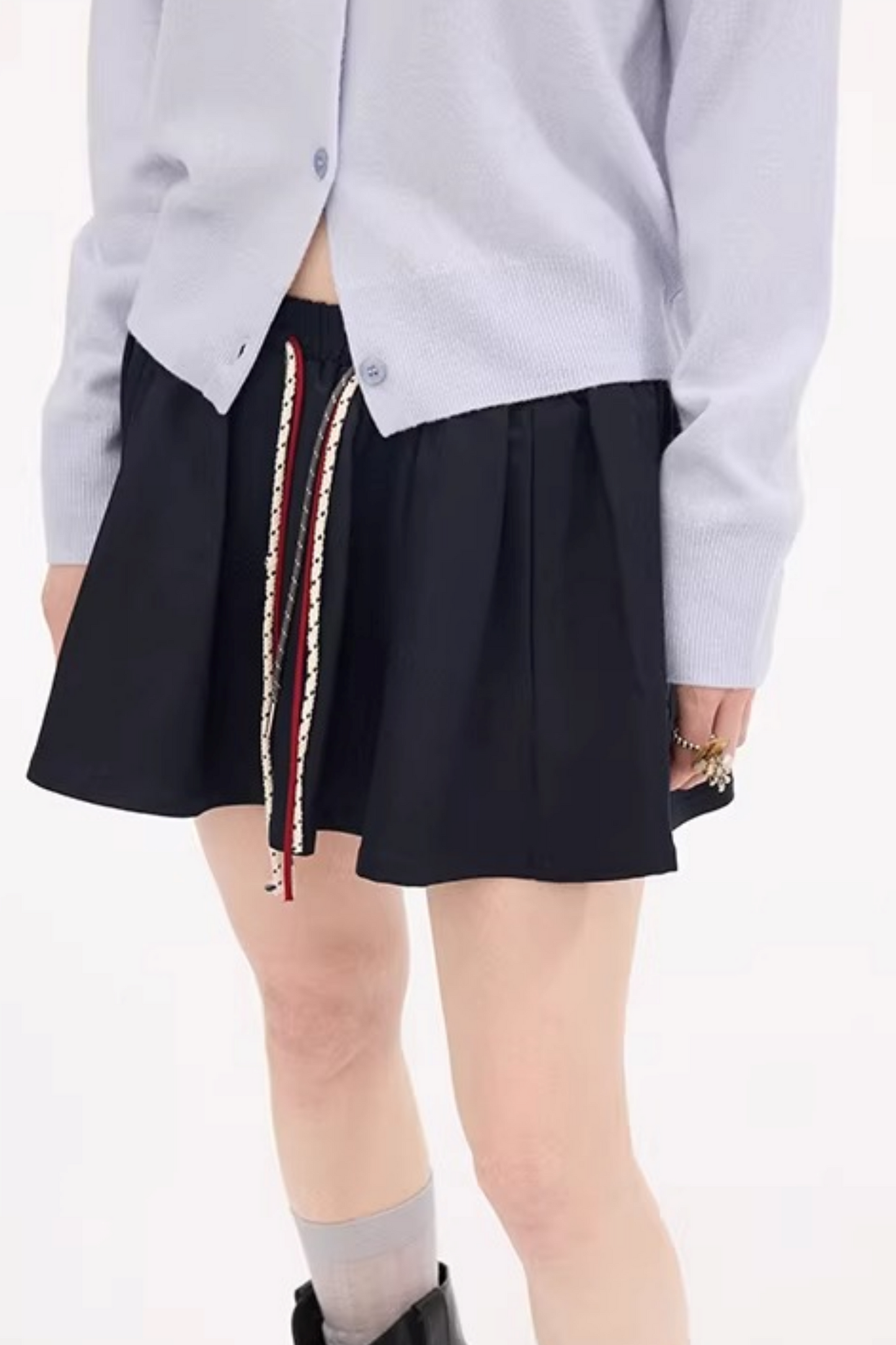 Elastic Tie-Up Puffy Skirt