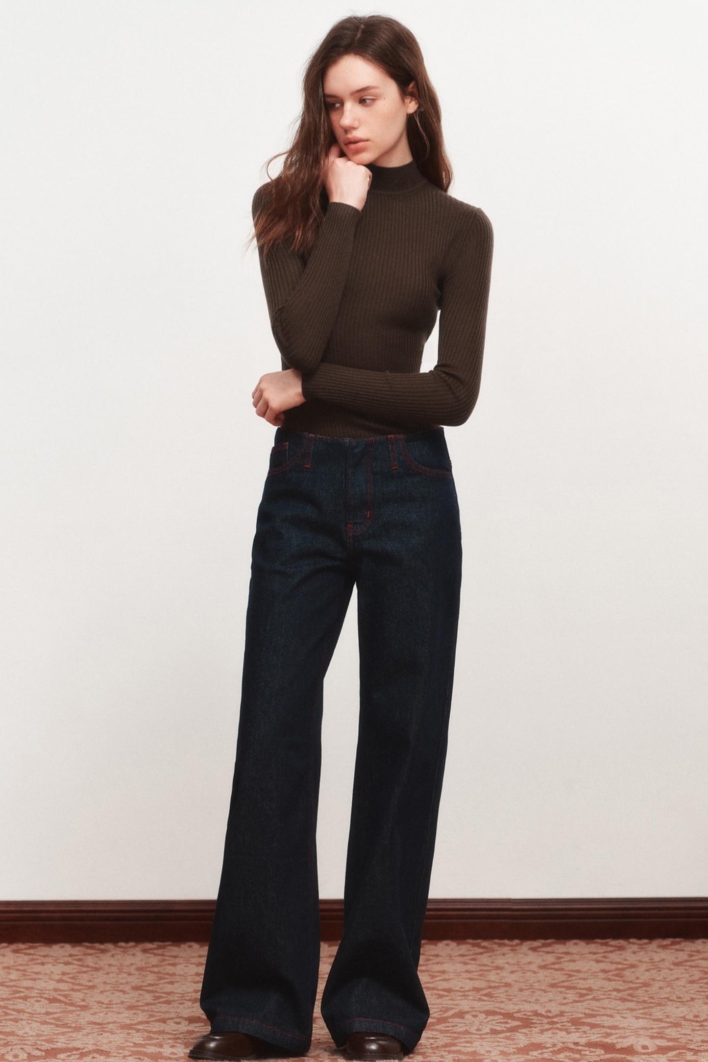 High Neck Knitted Sweater Top