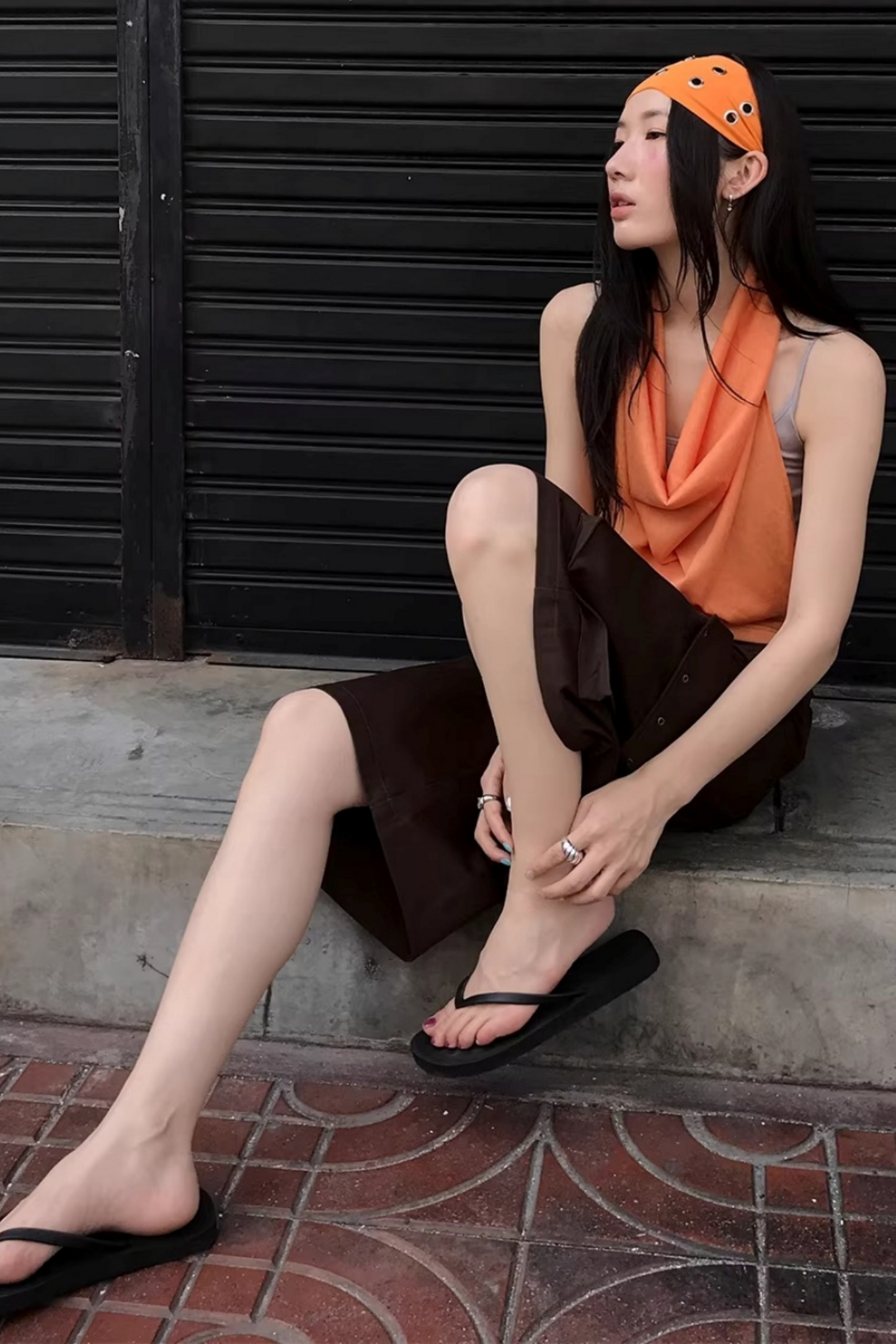 Orange Wave Halter Top