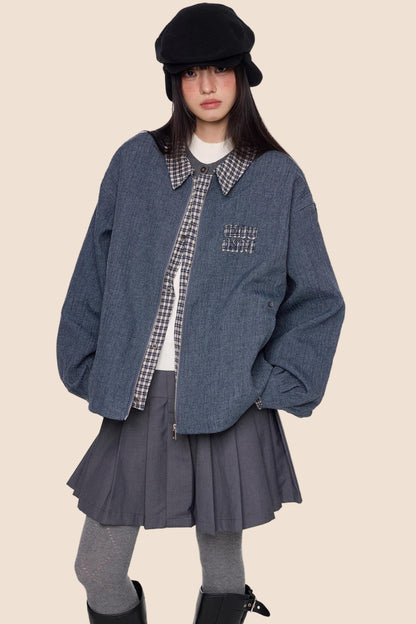 Autumn Embroidered Plaid Jacket