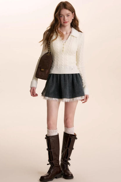 Wool Blend Patchwork Skirt