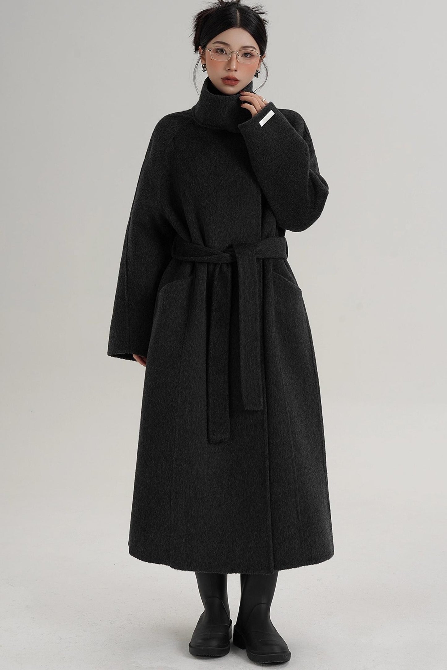Turtleneck Long Wool Coat