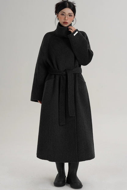 Turtleneck Long Wool Coat