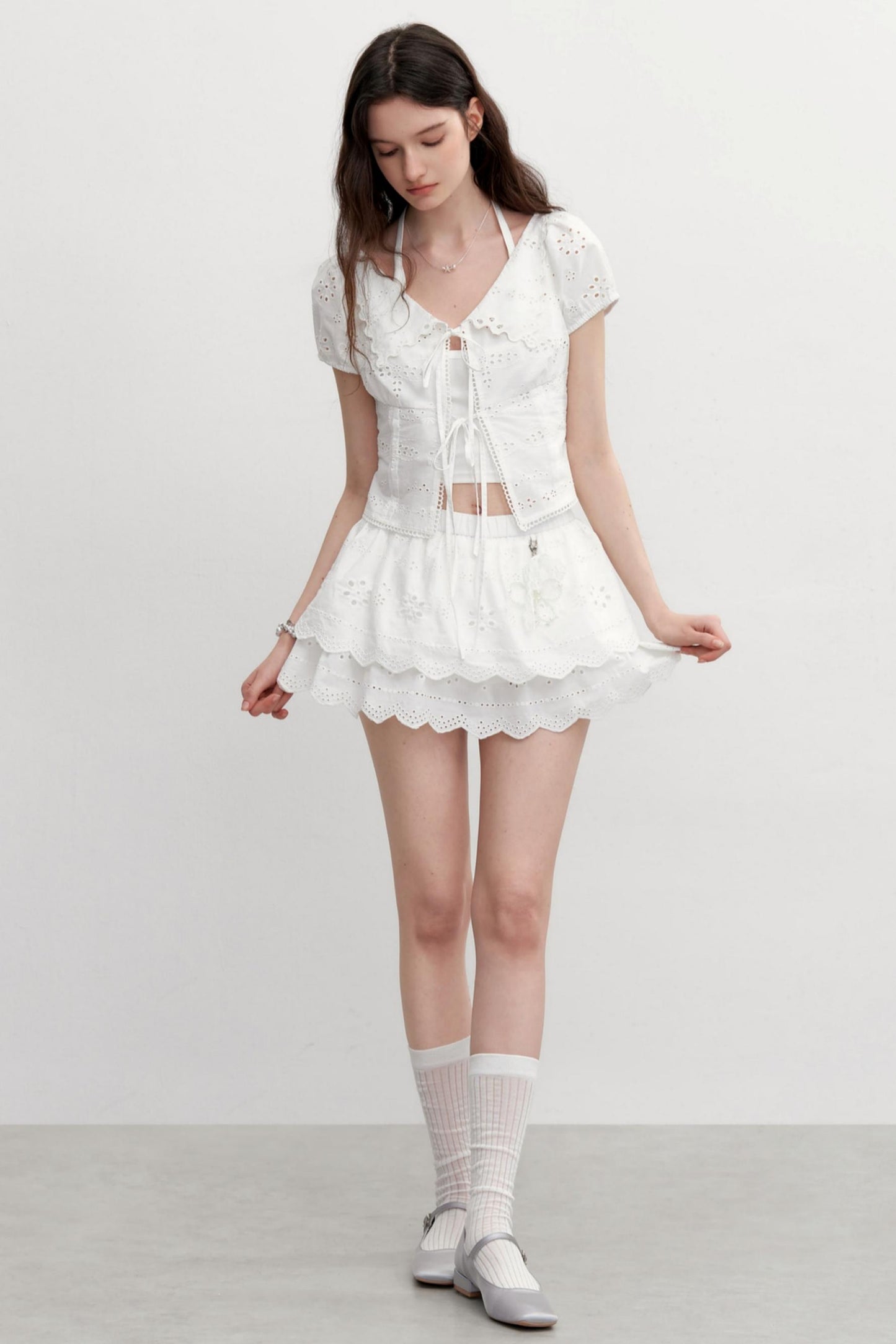 Vintage Lace Flower Asymmetrical Skirt Set-Up