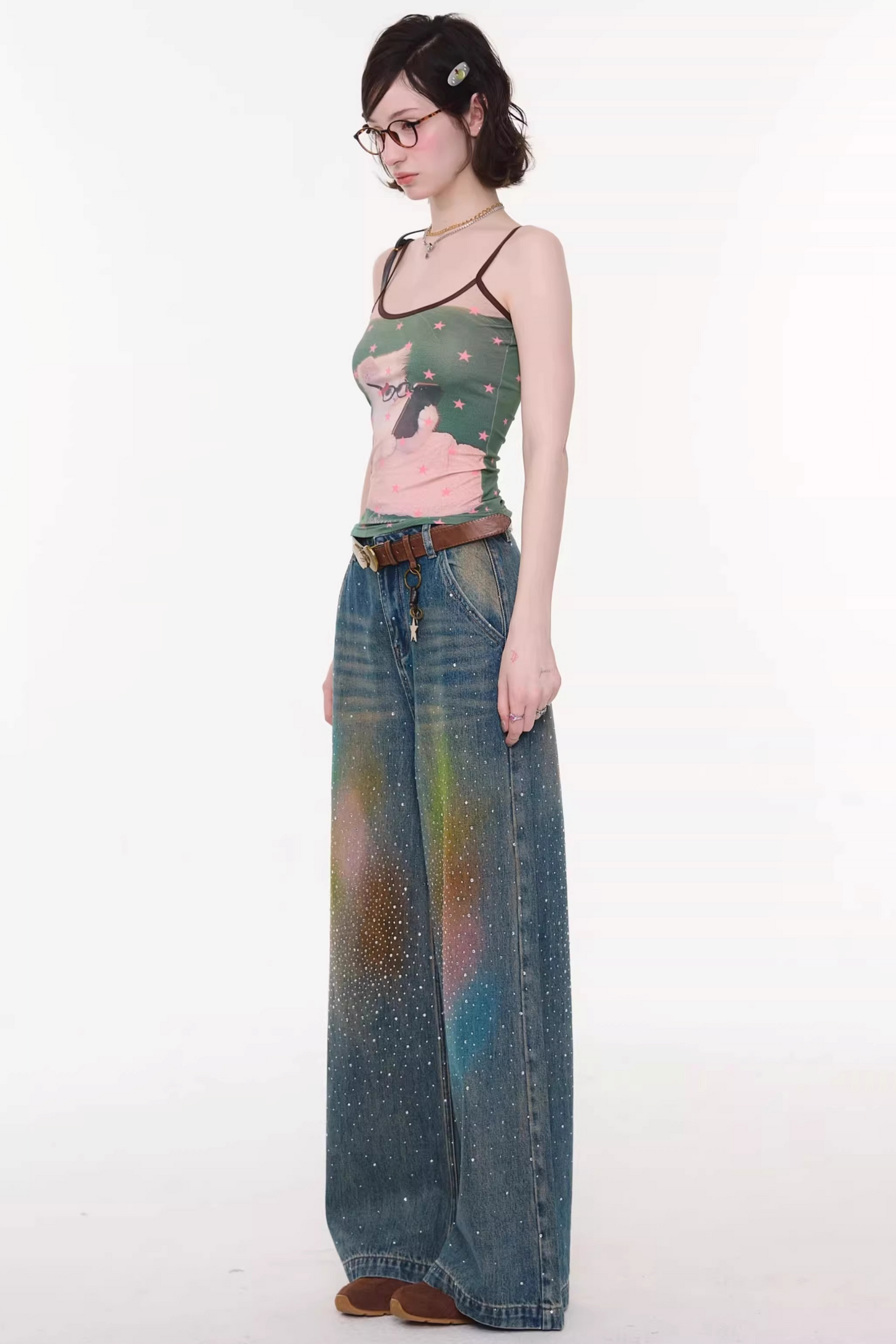 Gradient Rainbow Denim Pants