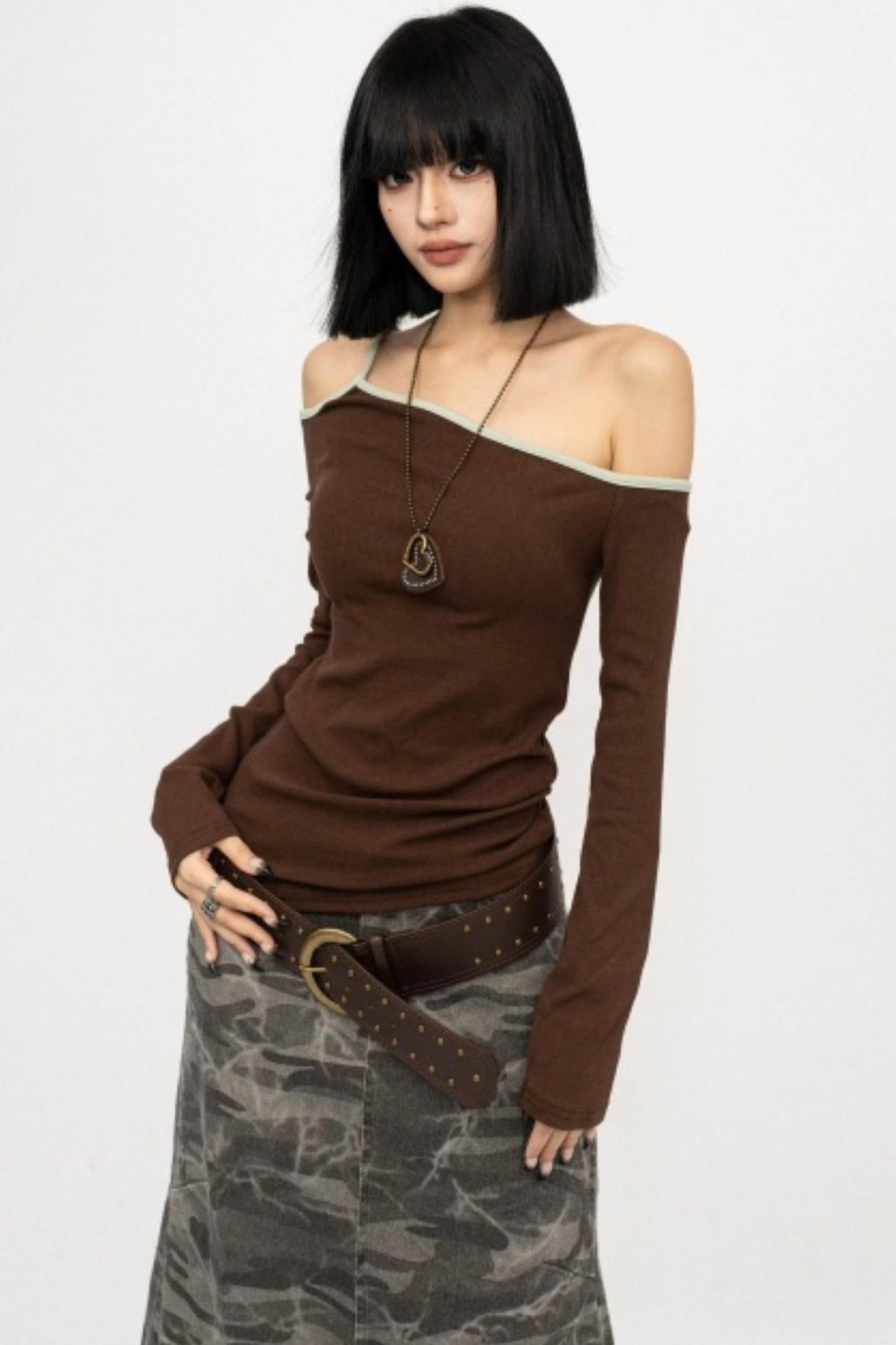 Retro Camouflage Ruffled Skirt