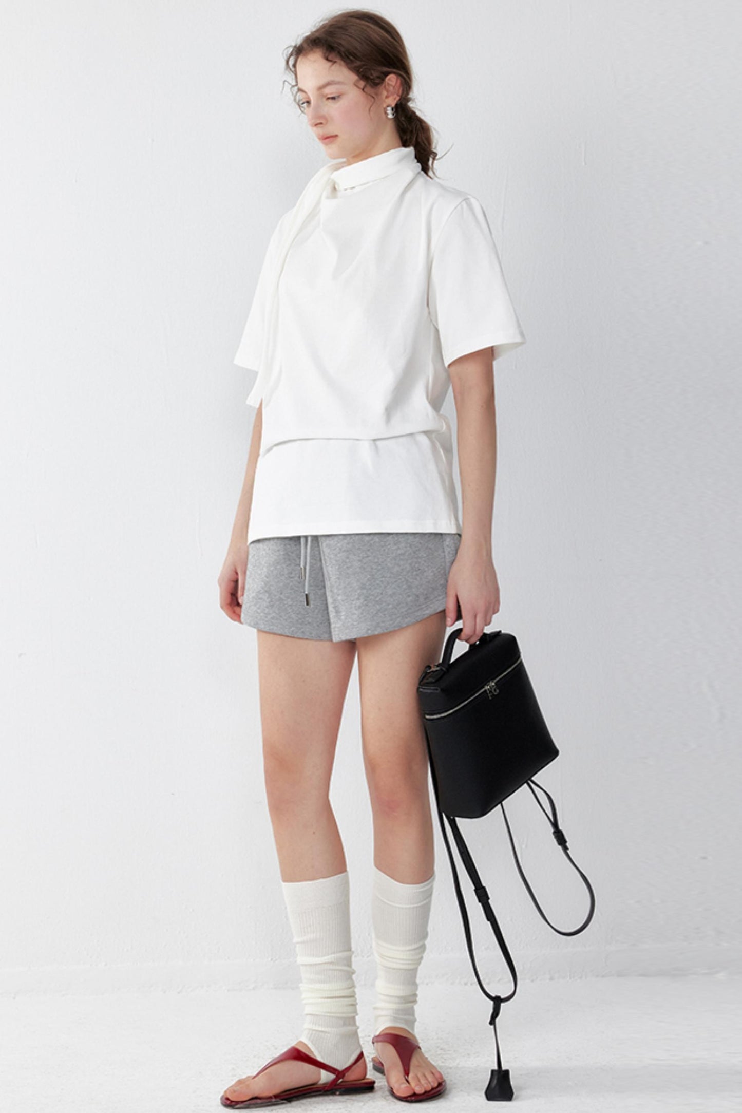 White And Black Cotton Simple T-Shirt