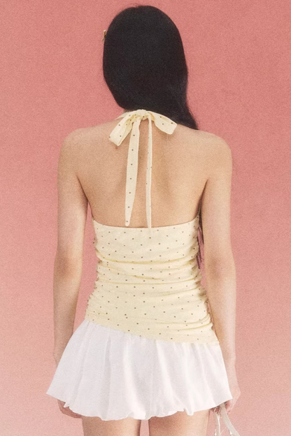 Spring Polka Dot Halter Dress