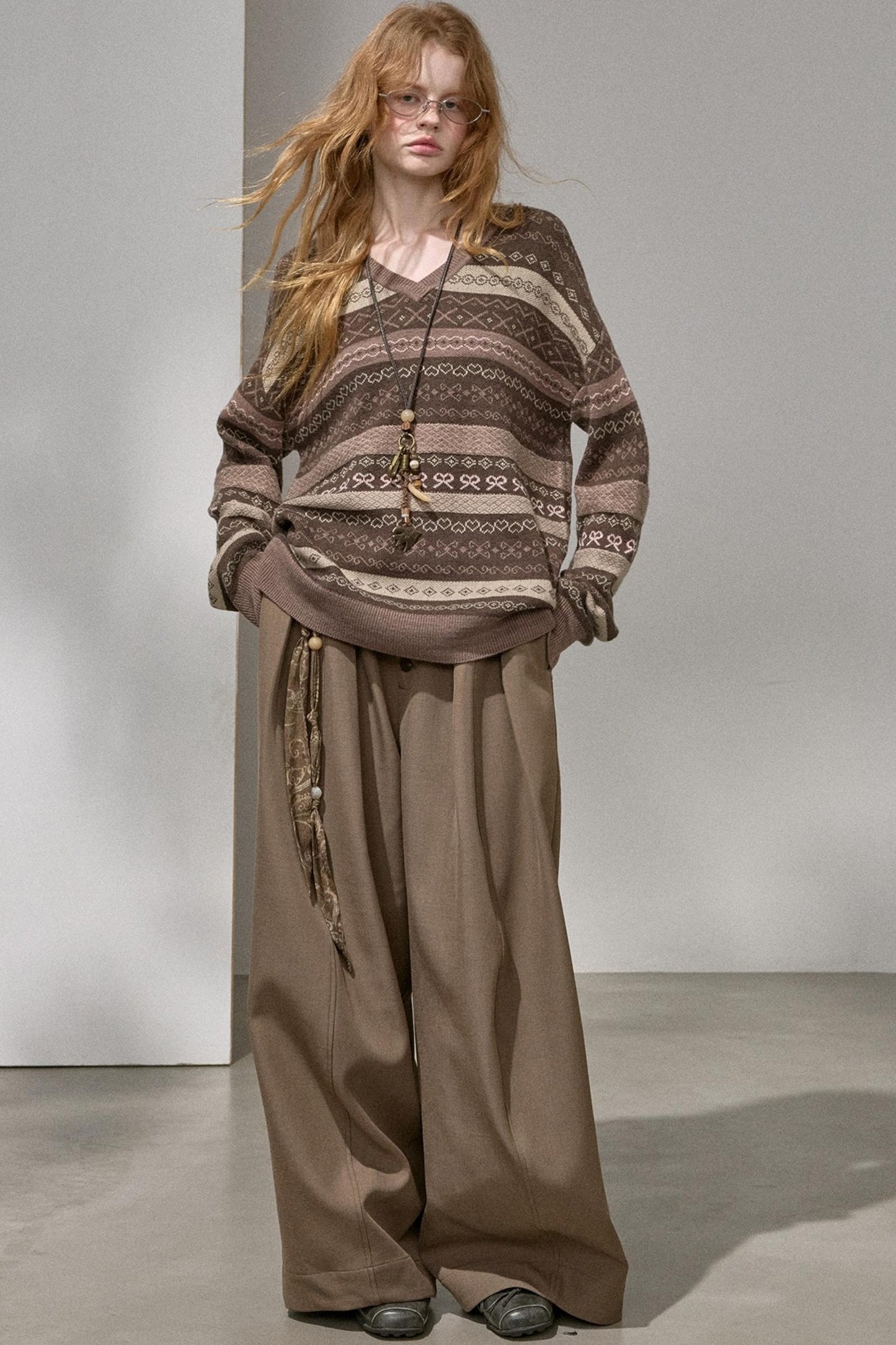 Fair Isle Jacquard V-Neck Sweater