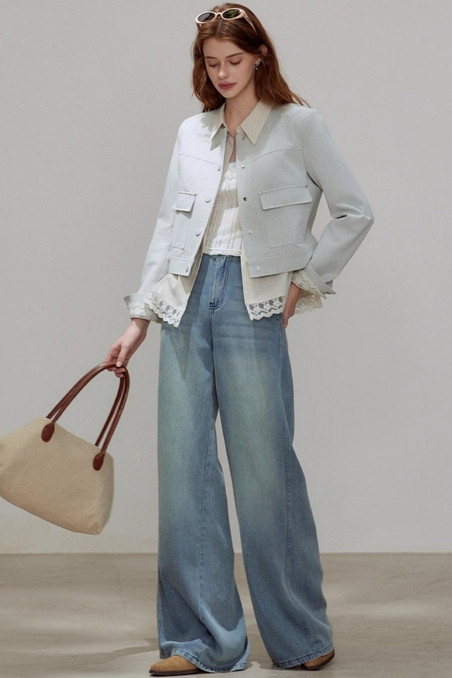 Striped Lace Sleeve Top