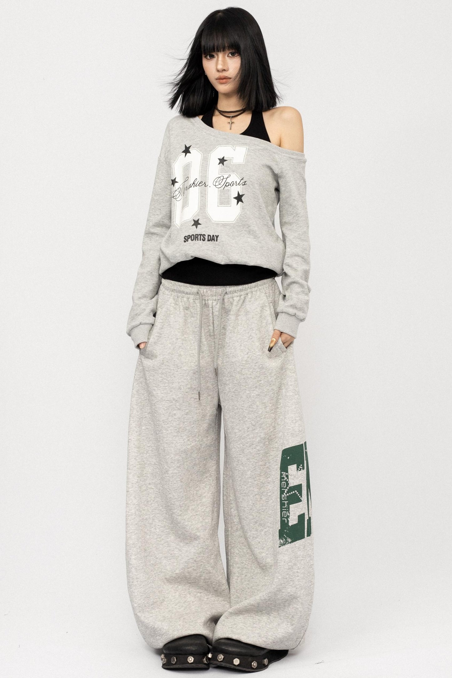 American Vintage Slanted Shoulder Loose Sweatshirt