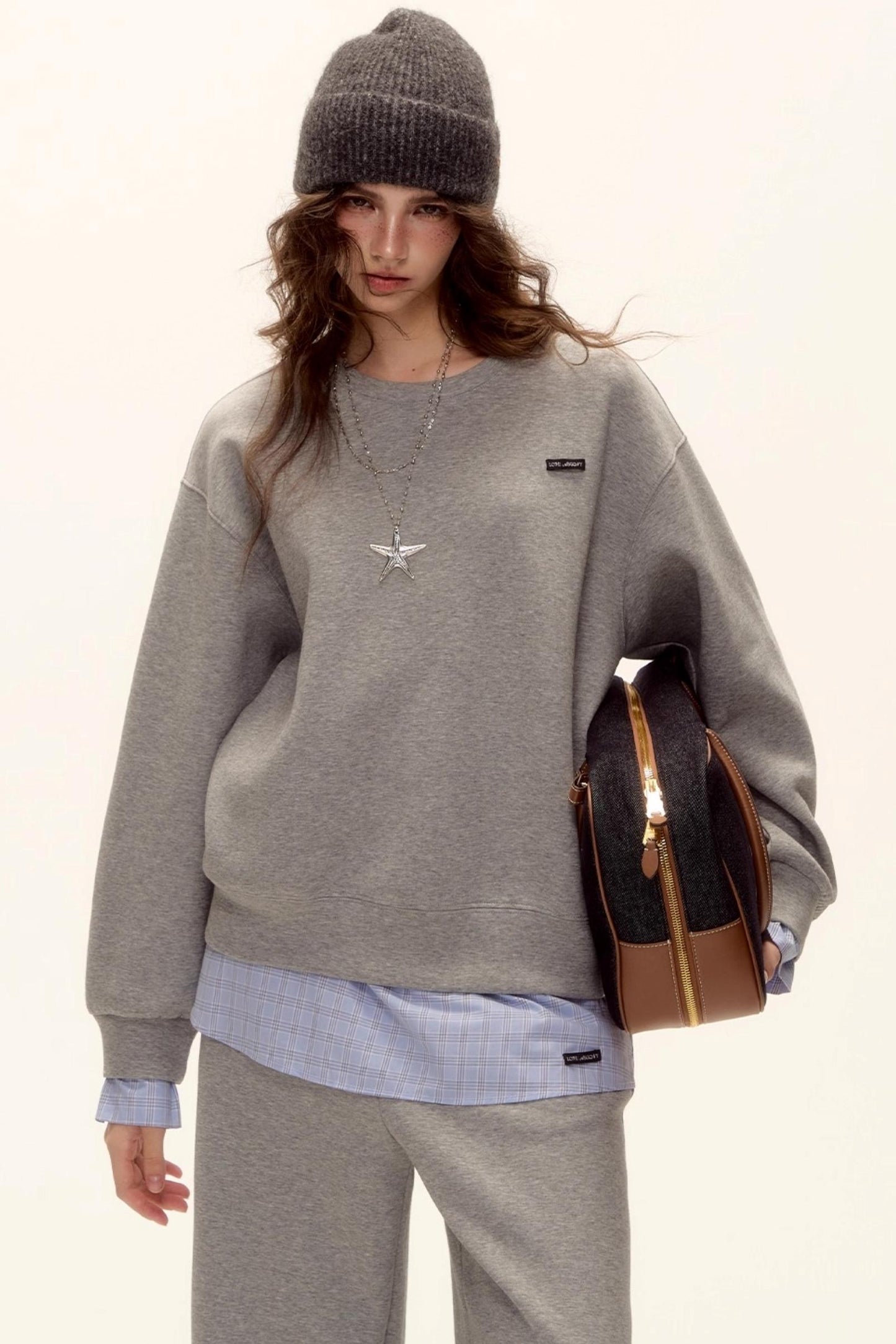 Plaid Patchwork Knit Sweater Set-Up