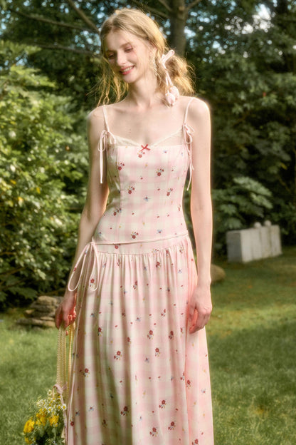 White Berry Lace Plaid Dress