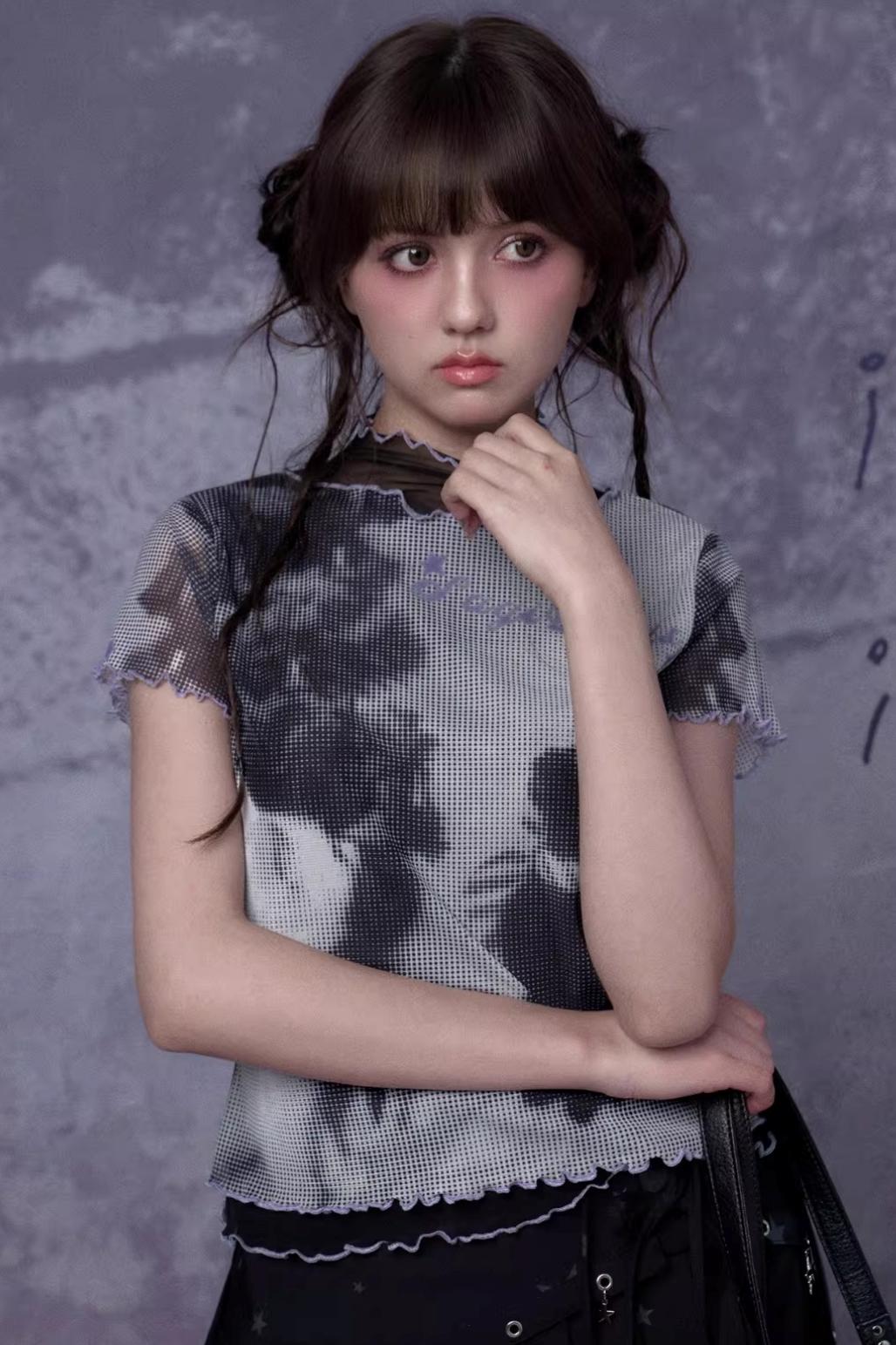 Retro Double-Layer Mesh Top