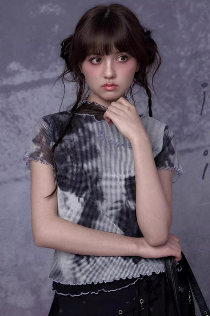 Retro Double-Layer Mesh Top