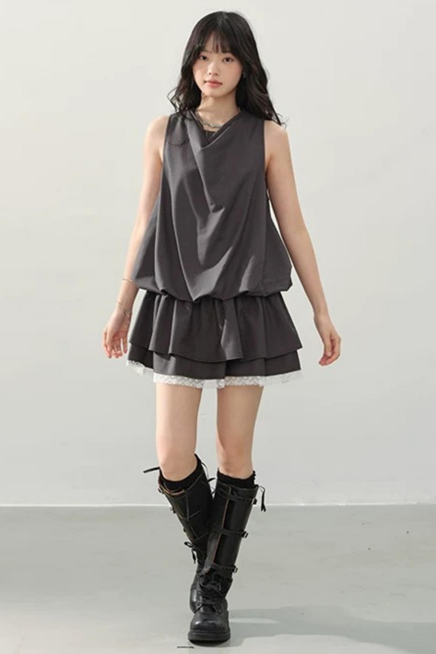 Smoke Gray Lace Dress