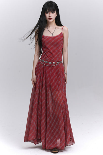 Pink Plaid Halter Dress