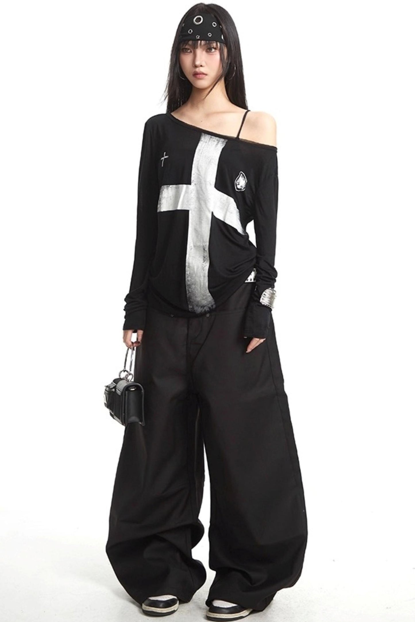 Cross Print Long Sleeve T-Shirt