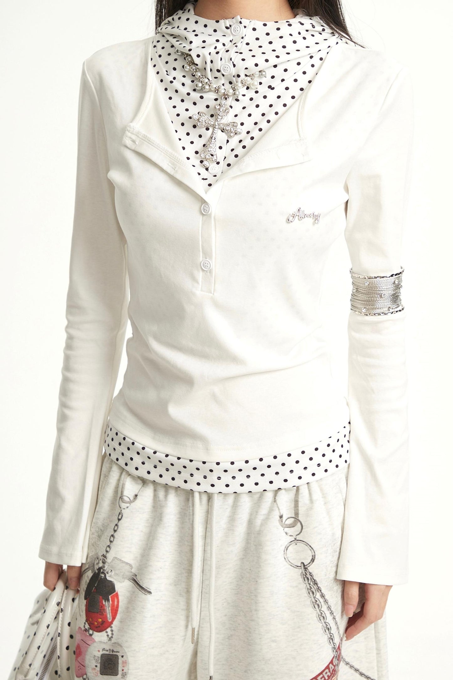 Vintage Polka Dot Long Sleeve T-Shirt