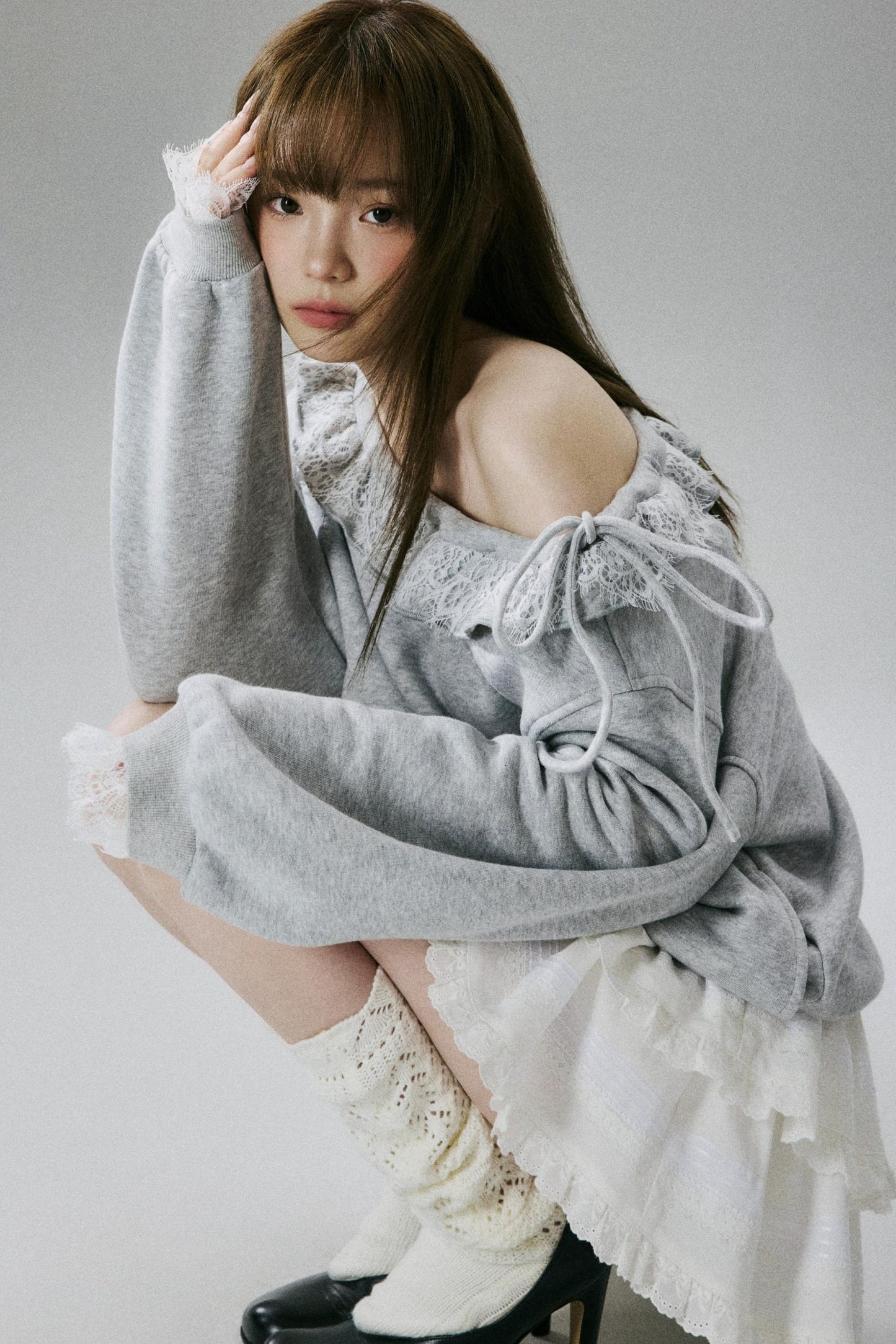 Lace-Trimmed Sweatshirt