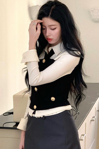 Elegant Color-Blocking Top