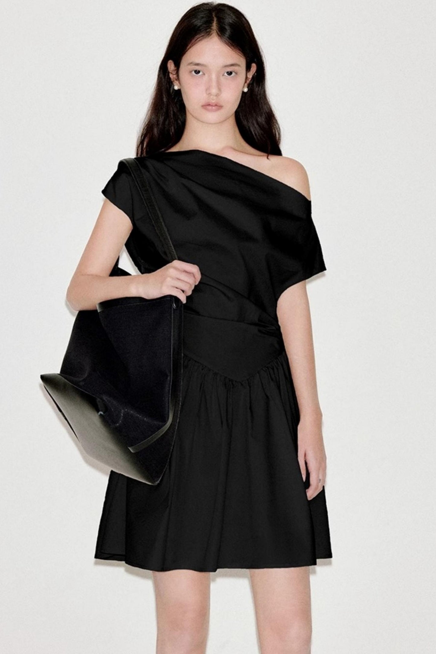 Upright Pleated Shoulder Dress