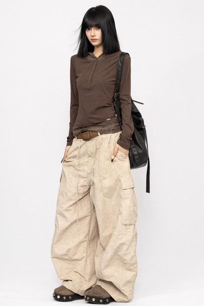 American Retro Long Sleeve Hooded Top