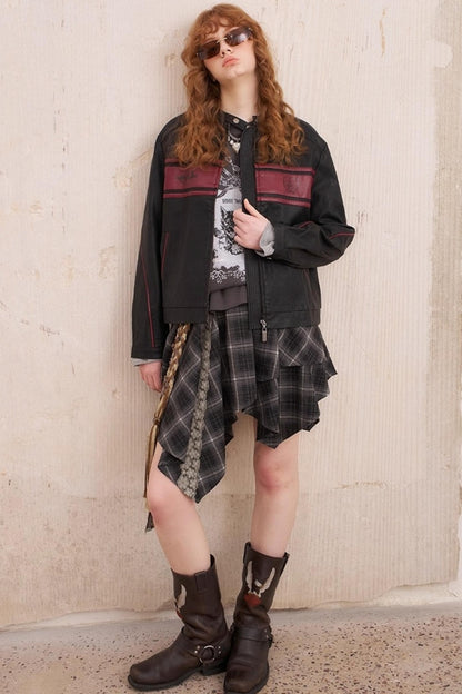 Luxury Rose Embroidered Leather Jacket