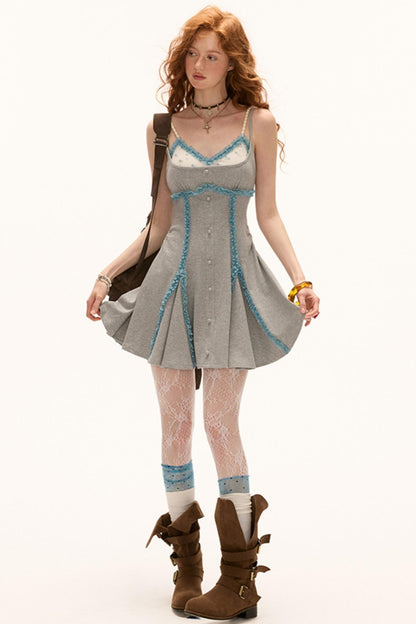 Ruffle Neck Long Dress Set-Up