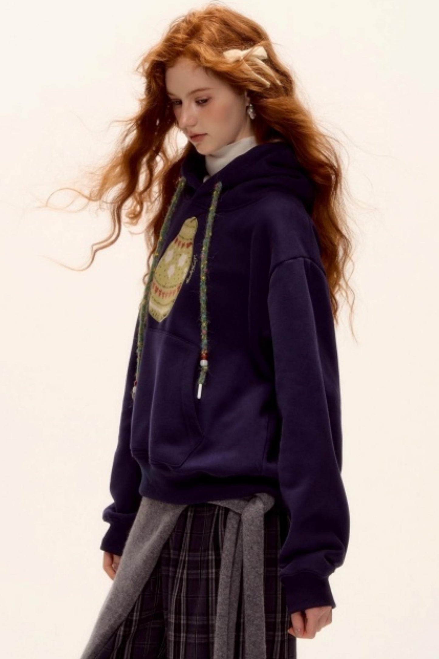 Brushed Fair Isle Knit Hoodie Sweater