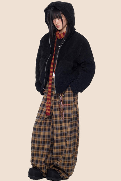 Imitation Lamb Wool Hooded Jacket