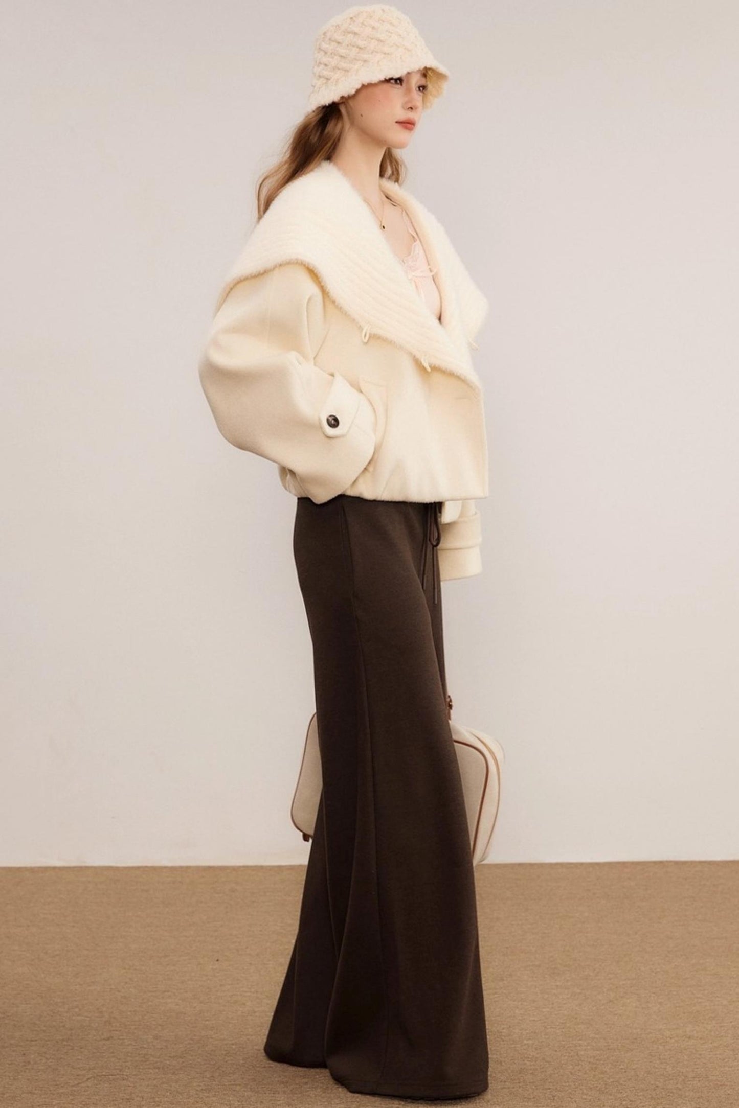 Wool Knit Wide-Leg Pants