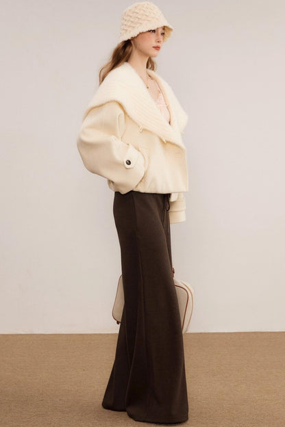 Wool Knit Wide-Leg Pants