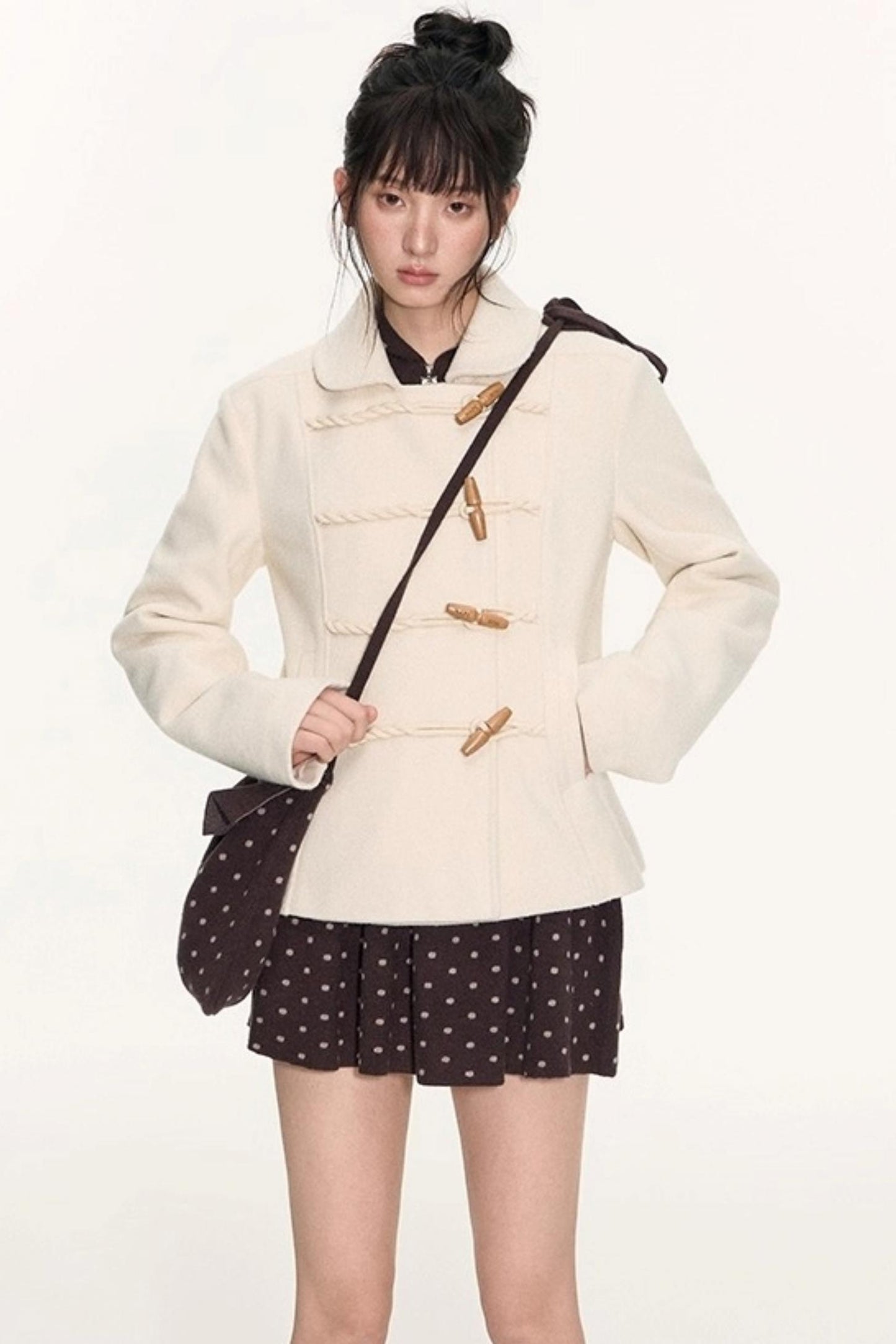 Slim Waist Woolen Coat Set-Up