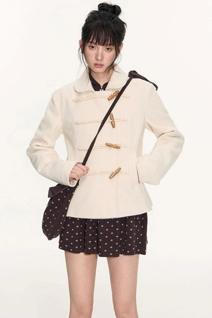 Slim Waist Woolen Coat Set-Up