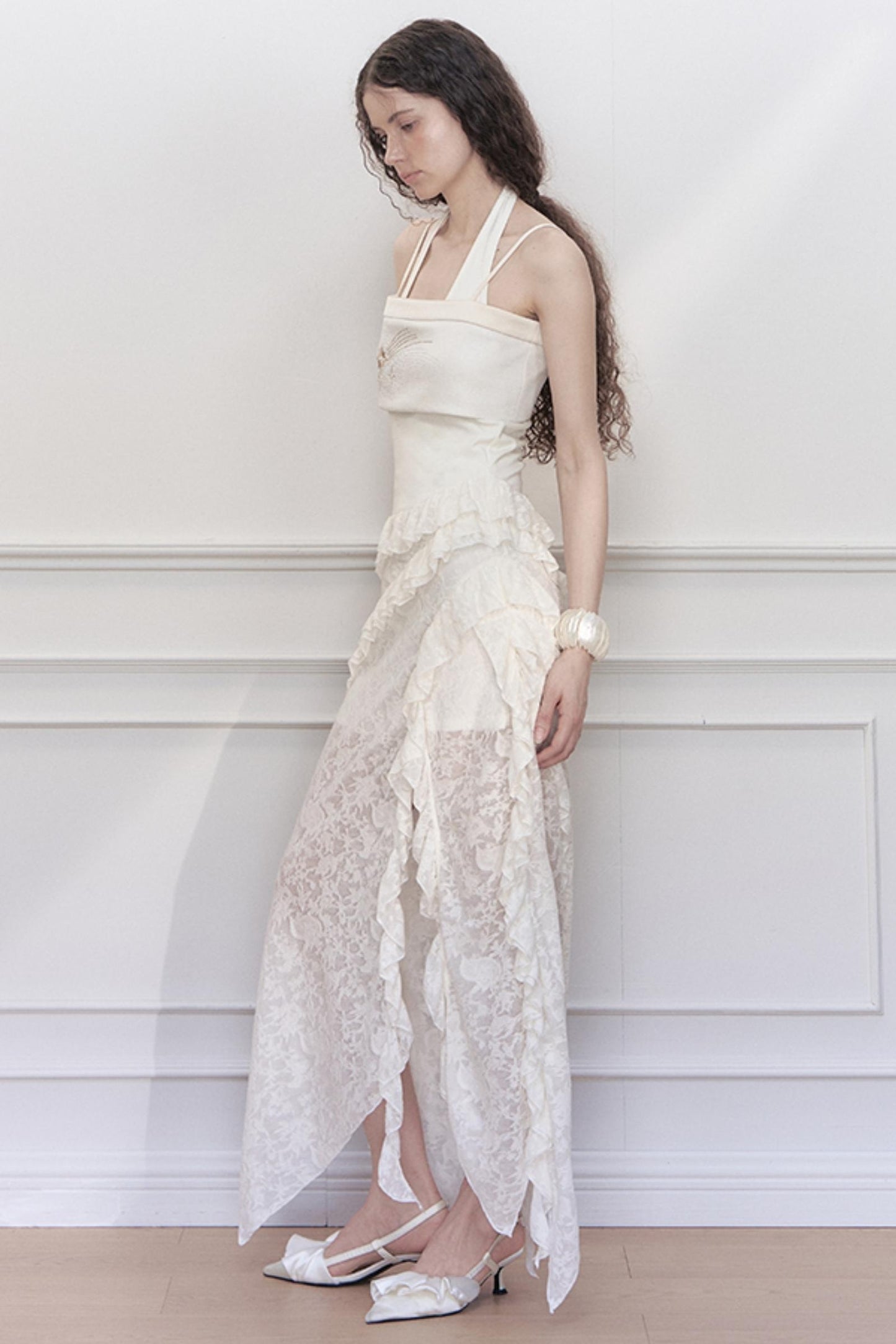 Lace Collar Knit Camisole Set