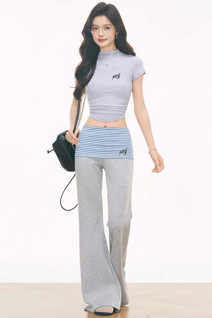 Striped Flared Pants Set-Up
