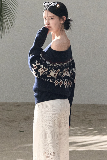 Sheep Wool Fair Isle Sweater