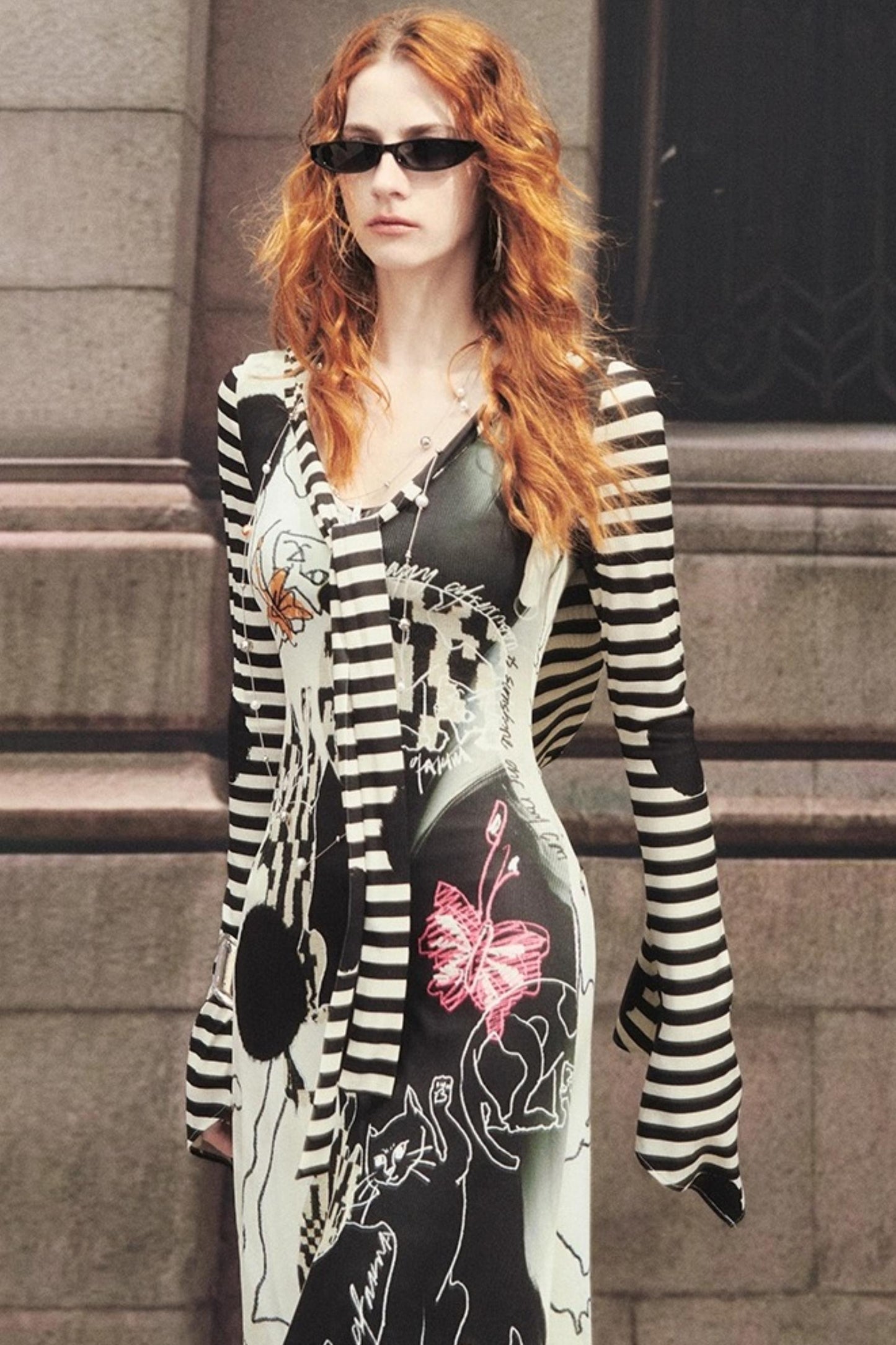 Hand-Painted Slim Fit Hooded Dress