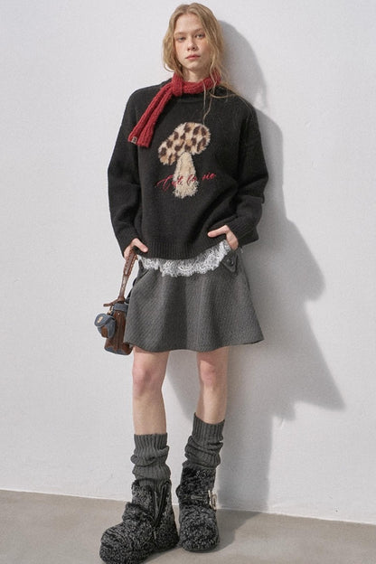 Plaid Wool A-Line Skirt