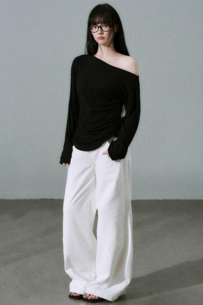 White Cotton Denim Pants