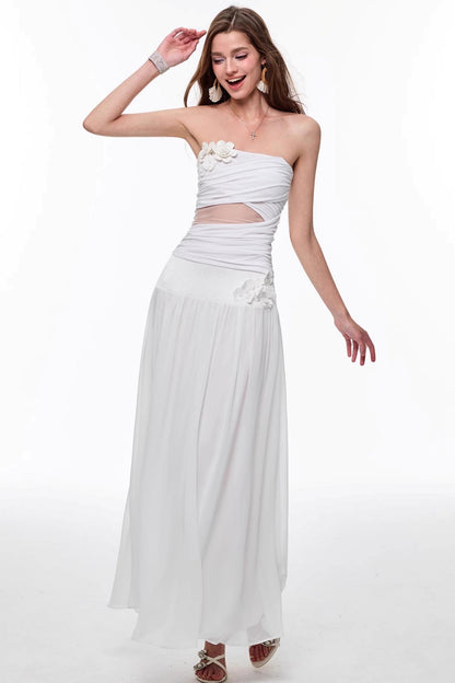 Spring White Knitted Top Skirt Set-Up