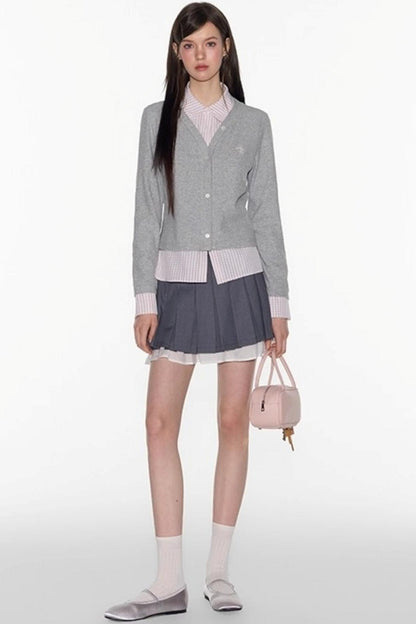 Gray A-Line Lace Skirt