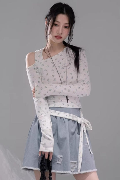 Floral Off-Shoulder Knitted Sweater