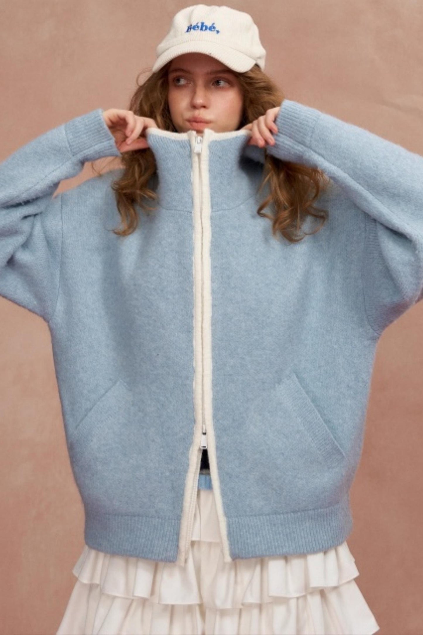 Hooded Cardigan With Contrasting Edges