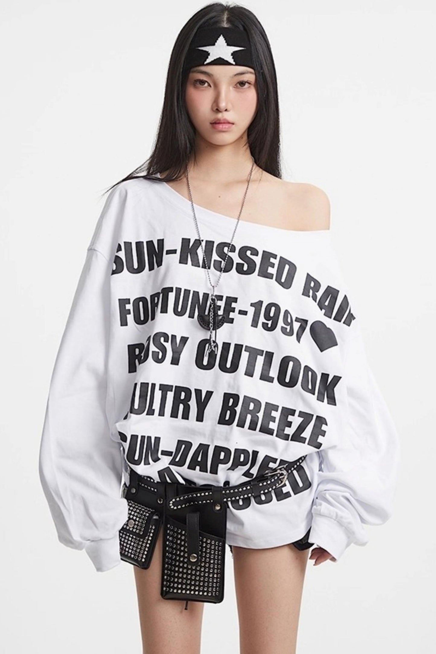 Slanted Shoulder Sweatshirt