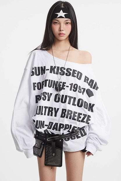 Slanted Shoulder Sweatshirt